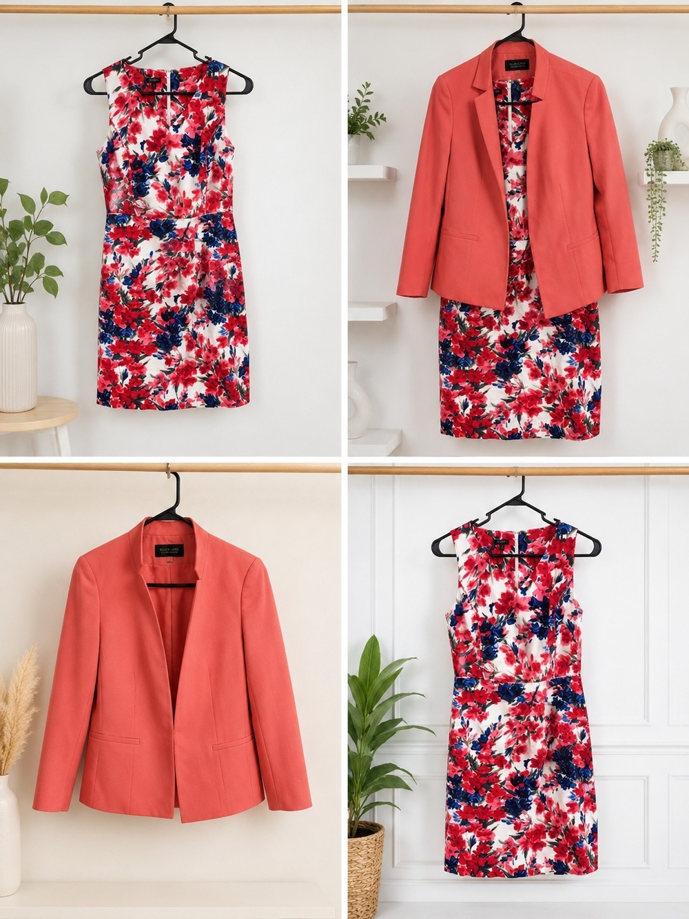 Coral Blazer Jacket  Women's Open Front Tailored Office Career Work Jacket SizeM